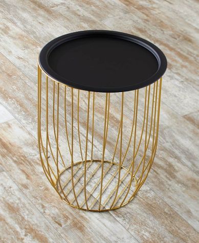 Wire Storage Side Table with Removable Tabletop - Black