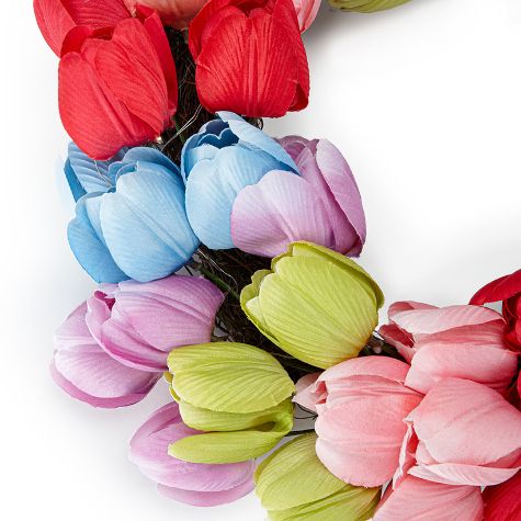 Vibrant Spring Tulip Collection - Lighted Wreath