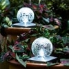 Sets of 2 Solar Crackle Ball Post Cap Lights - Bright White