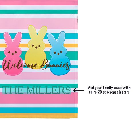 Personalized Welcome Bunnies Garden Flag