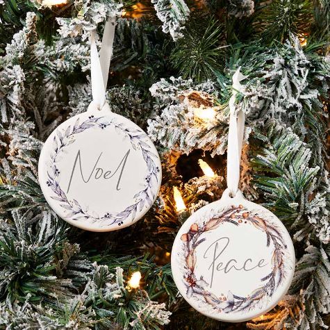 Sets of 2 Ceramic Word  Ornaments