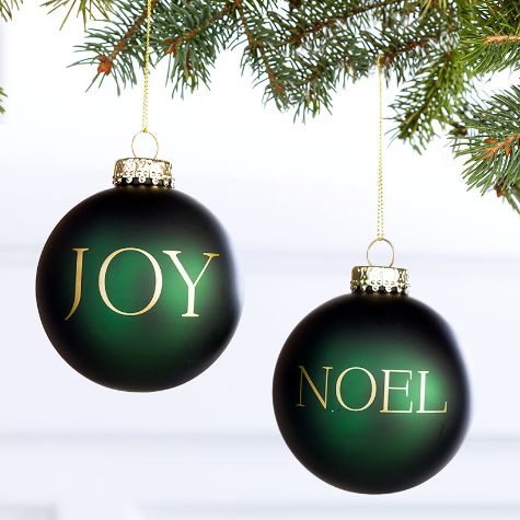 Set of 2 Noel and Joy Ball Ornaments