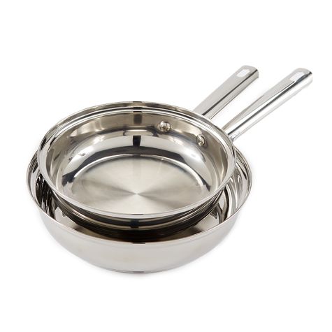 Set of 2 Stainless Steel Frying Pans