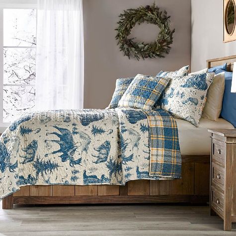 Lodge Toile Quilted Bedding Ensemble