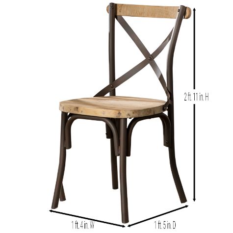 Set of 2 Industrial Wood & Metal Dining Chairs