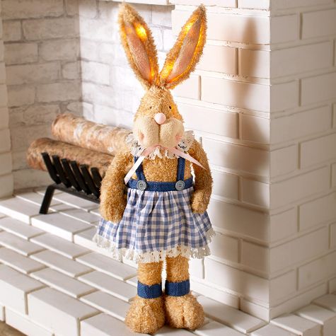 20" Lighted Standing Bunnies or Carrot Garland - Bunny in Dress