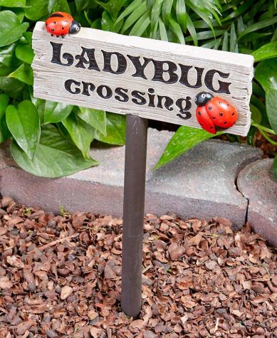 Ladybug or Bee Garden Decor - Ladybug Crossing Sign