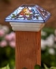 Stained Glass Solar Post Cap Lights - Birds