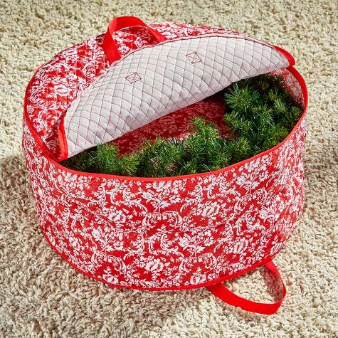 Red Damask Holiday Storage Collection - Double Wreath
