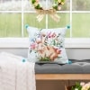 Embroidered Easter Accent Pillow - 18" Sq. Bunny Floral