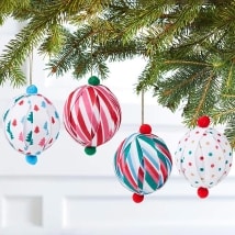 Sets of 2 Patterned Paper Ball Ornaments