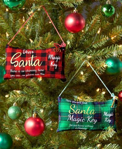Set of 2 Santa's Magic Key Pillow Ornaments