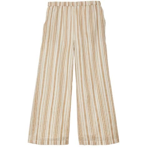 Wide Legged Cotton Pants - White/Beige Medium