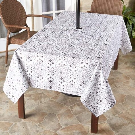 Zippered Outdoor Umbrella Hole Tablecloths - Mosaic 60" x 84"