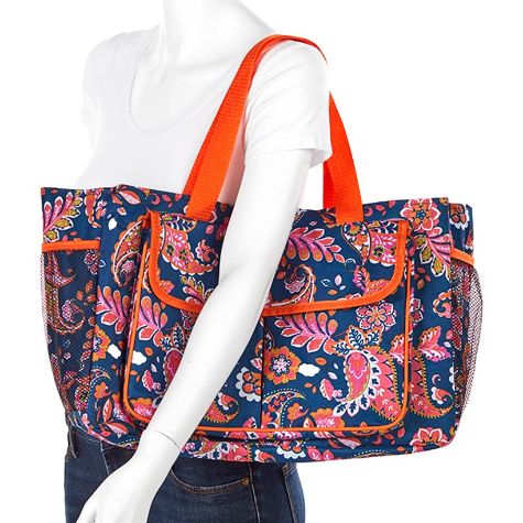 Oversized Carry-All Tote with Pockets - Floral