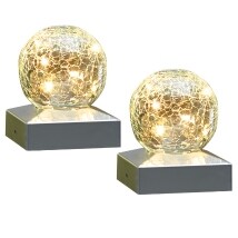 Sets of 2 Solar Crackle Ball Post Cap Lights