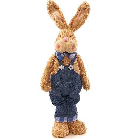 20" Lighted Standing Bunnies or Carrot Garland - Bunny in Overalls