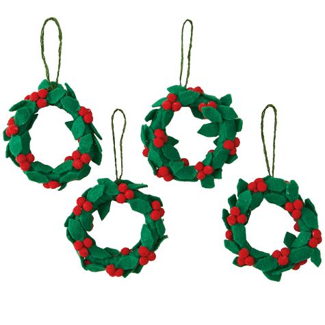 Whimsical Sets of Felt Ornaments - Set of 4 Wreaths