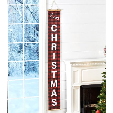 Plaid Holiday Decor - Red and Black 70" Banner
