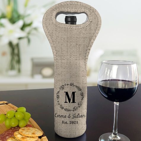 Personalized Insulated Wine Gift Bags - Wreath