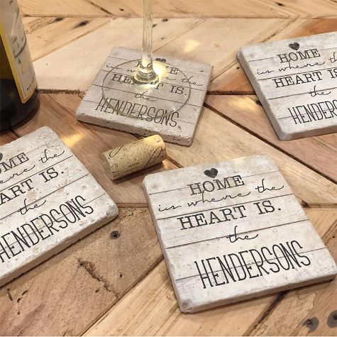 Personalized Set of 4 Coasters - Home