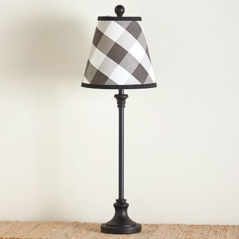 Black & White Farmhouse Collection - Plaid Buffet Table Lamp