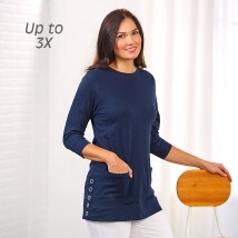 3/4-Sleeve Knit Tunic Tops