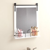 Barn Door Style Mirror with Shelf
