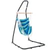 Hammock Chair with Fringe Trim and Metal Hammock Stand - Hammock Chair Blue