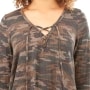 3/4-Sleeve Thermal Tunic with Lace-Up Neck - Camo Medium