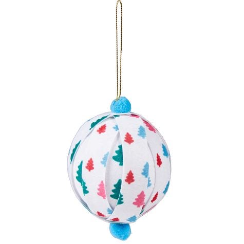Sets of 2 Patterned Paper Ball Ornaments - Green/Blue/Pink Trees