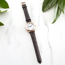 Rose Gold Watch with Brown Band