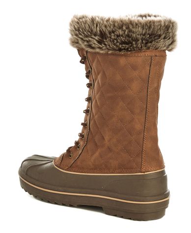Fur Trim Quilted Duck Boots