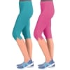 Women's Sets of 2 Capri Leggings - Turquoise/Fuchsia Medium