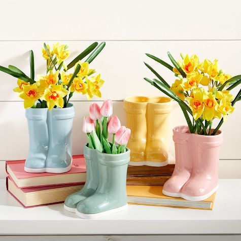 Small Ceramic Rain Boot Vase