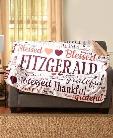 Personalized Family Word Art Sherpa Throws or Pillows