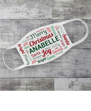 Personalized Christmas-Themed Face Masks - Christmas Word Art Adult Face Mask