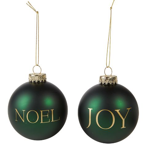 Set of 2 Noel and Joy Ball Ornaments