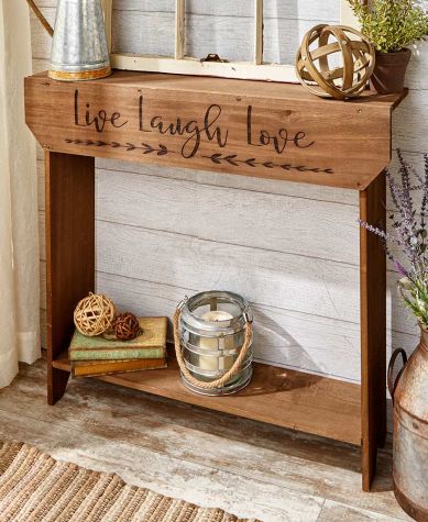 Farmhouse Sentiment Wood Console Tables - Live Laugh Love