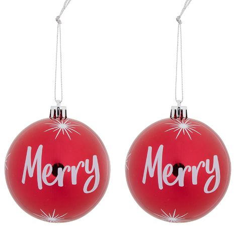 Sets of 2 Red Sphere Ornaments