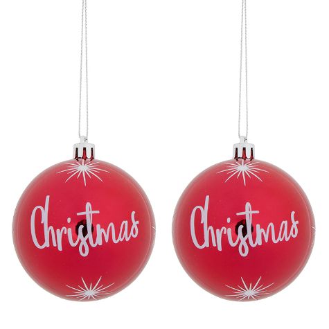 Sets of 2 Red Sphere Ornaments
