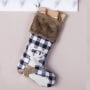 Faux Fur-Trimmed Plaid Pillows or Stockings - Black/White Deer Stocking