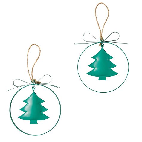 Sets of 2 Hanging Ornaments - Green