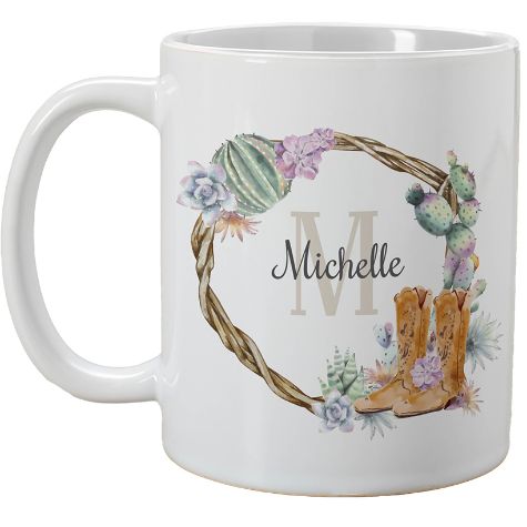 Personalized Watercolor Succulents Coffee Mug