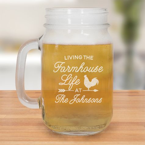 Personalized Farmhouse Mason Jar Mug