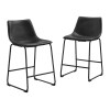 Sets of 2  Industrial Faux Leather Counter Stools