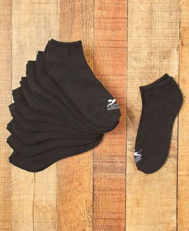 10-Pk. Men's Half Cushion Socks - Black Low-Cut