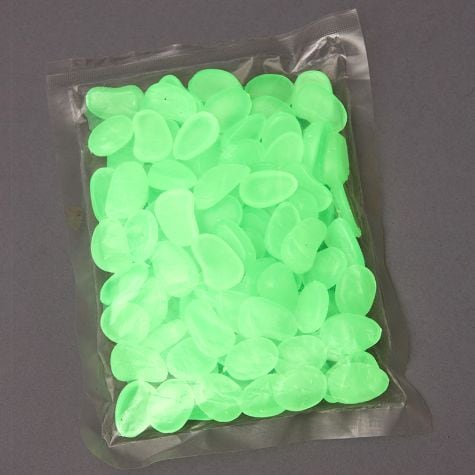 100 Glow-in-the-Dark Garden Pebbles - Green