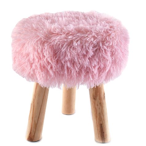 Faux Fur-Covered Ottomans