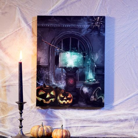 Lighted Halloween Canvas Wall Art - Spell Book